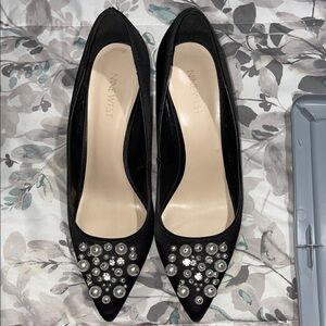 Nine West Black Pearl Embellished Heels